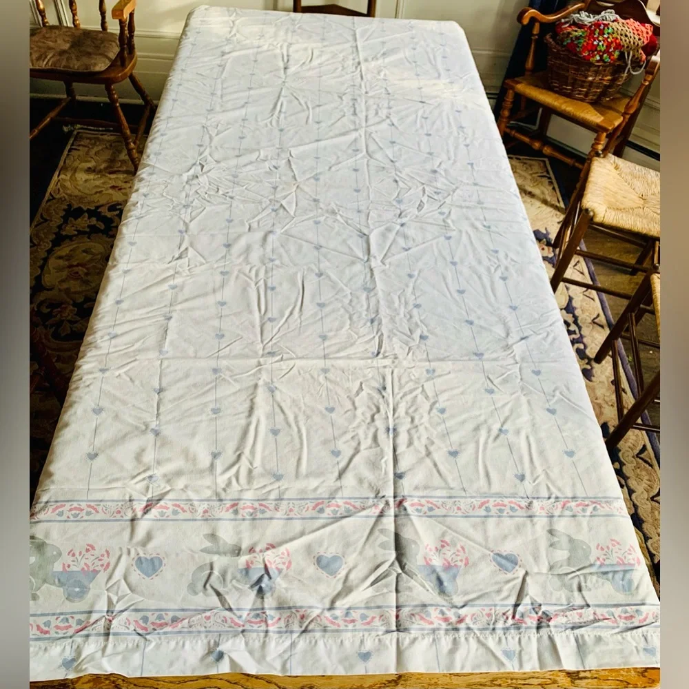 Vintage Cannon Mills Bunny Hug 596 Flat Sheet Twin ** Made In USA